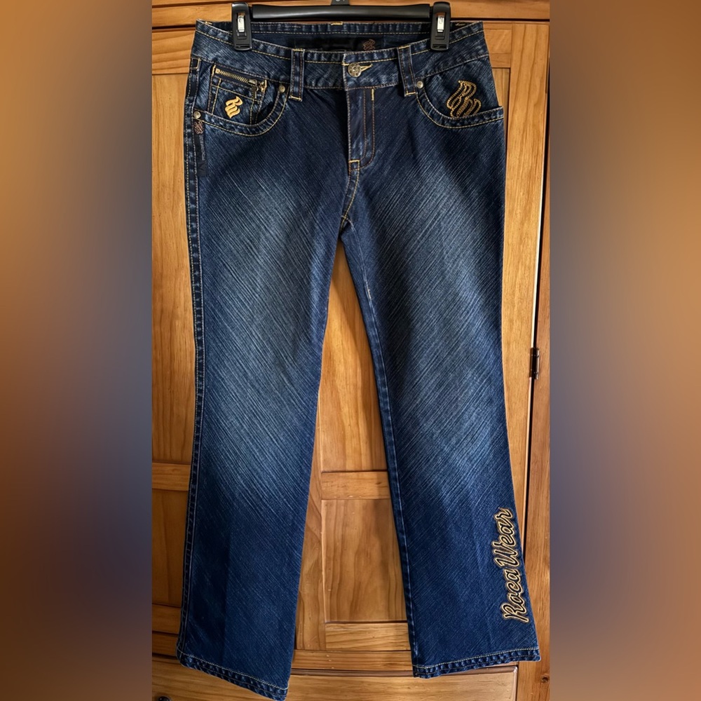 ROCAWEAR Y2K Era Juniors Embroidered Dark Denim Jeans SIZE 9/10 NEW W/O TAGS